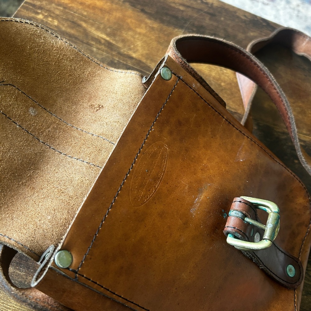The Belt Co London English Hide Crossbody Bag Brown Leather Solid Brass Buckle - Picture 6 of 6